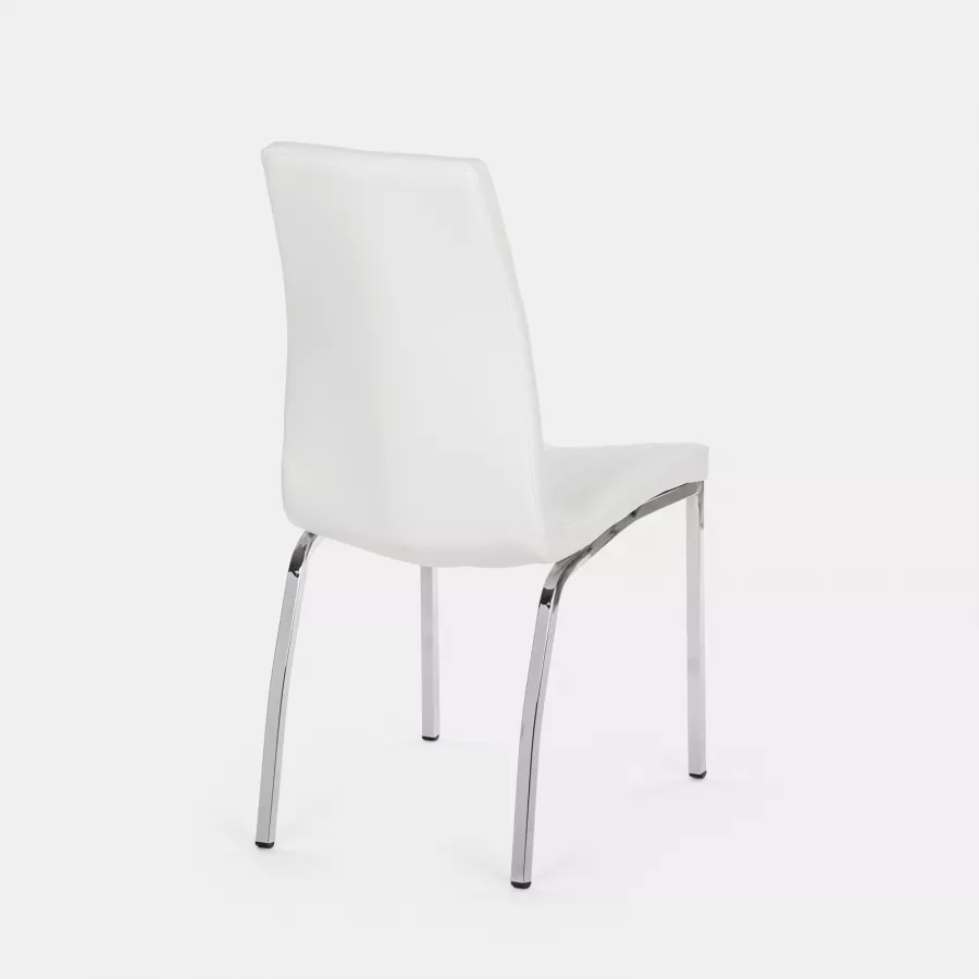 Sedia in similpelle bianco con gambe cromate - Scheff