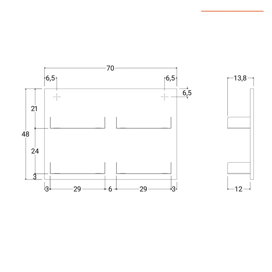 Boiserie 70x48 cm in legno rovere elios con quattro mensole in