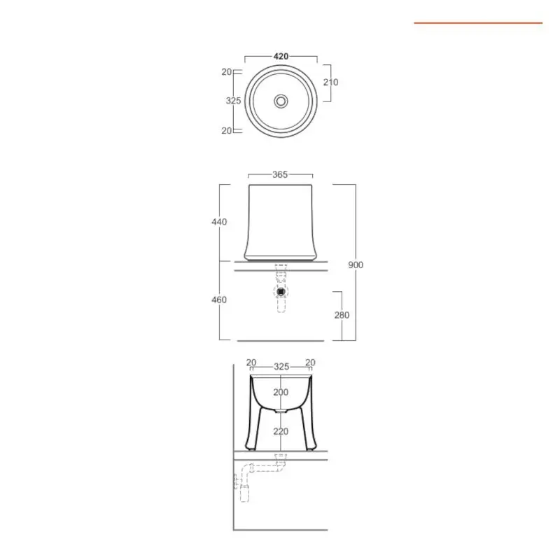 Lavabo alto da appoggio lavandino tondo 42 cm SH10 Sharp Simas