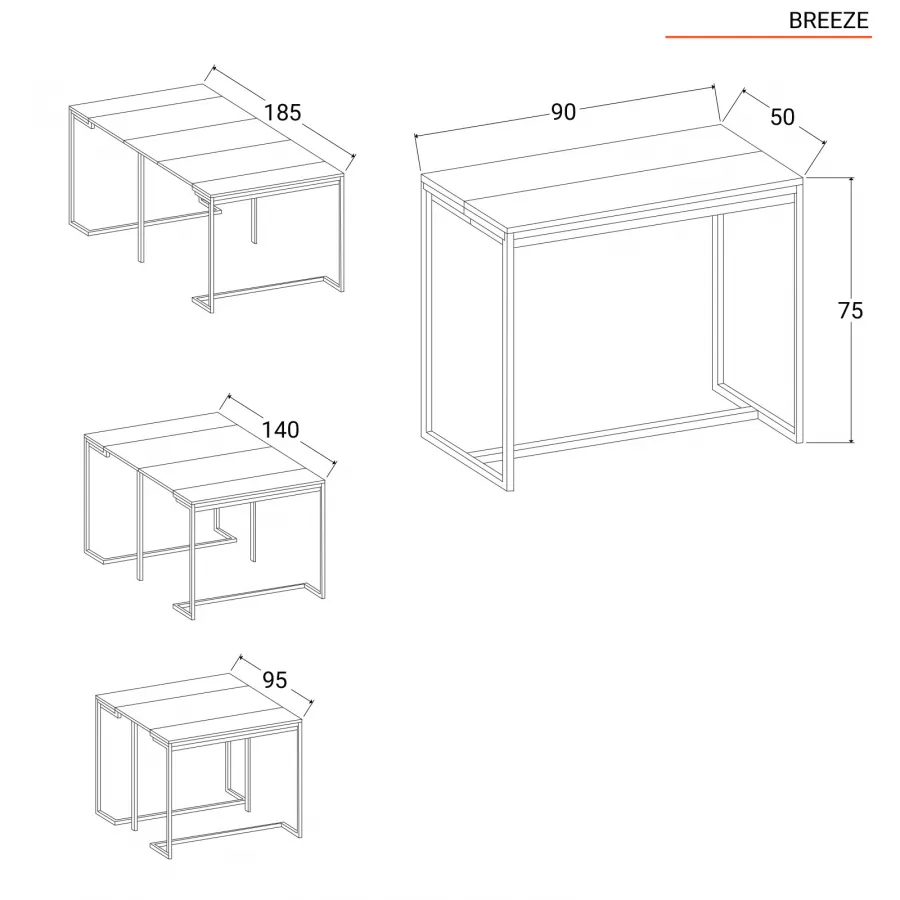 Tavolo consolle allungabile 50-185x90 cm con top rovere e gambe bianche -  Breeze