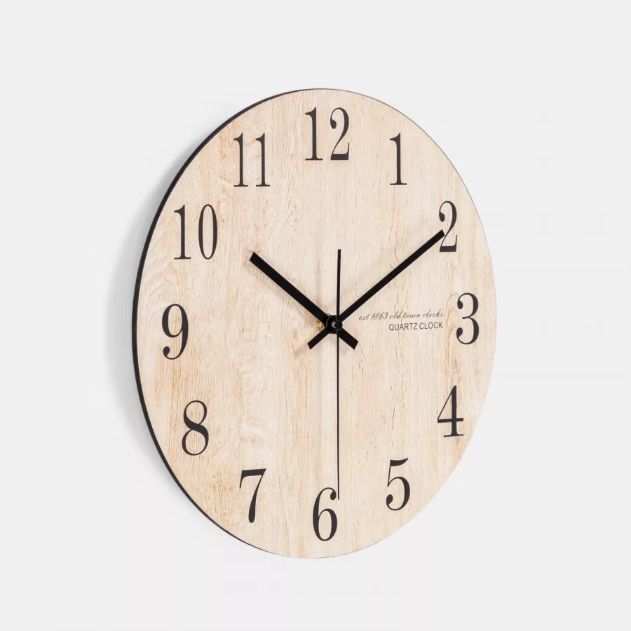 Orologio da parete rotondo 30 cm in legno chiaro