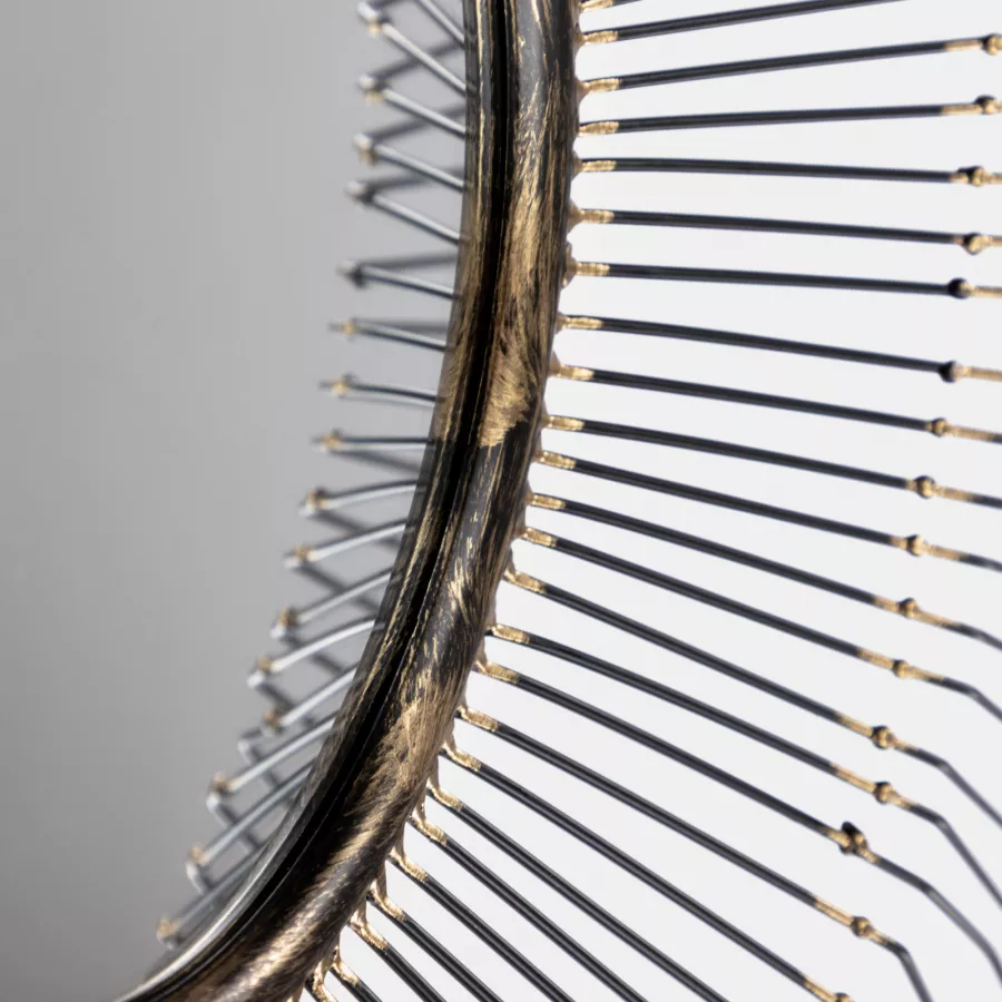 Specchio decorativo Ø55 cm con cornice in metallo nera e oro - Saima
