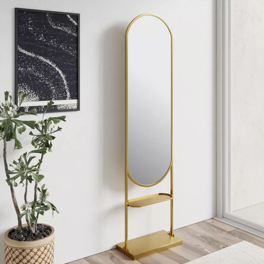 Specchio da terra in metallo dorato 50x170 cm HUGO