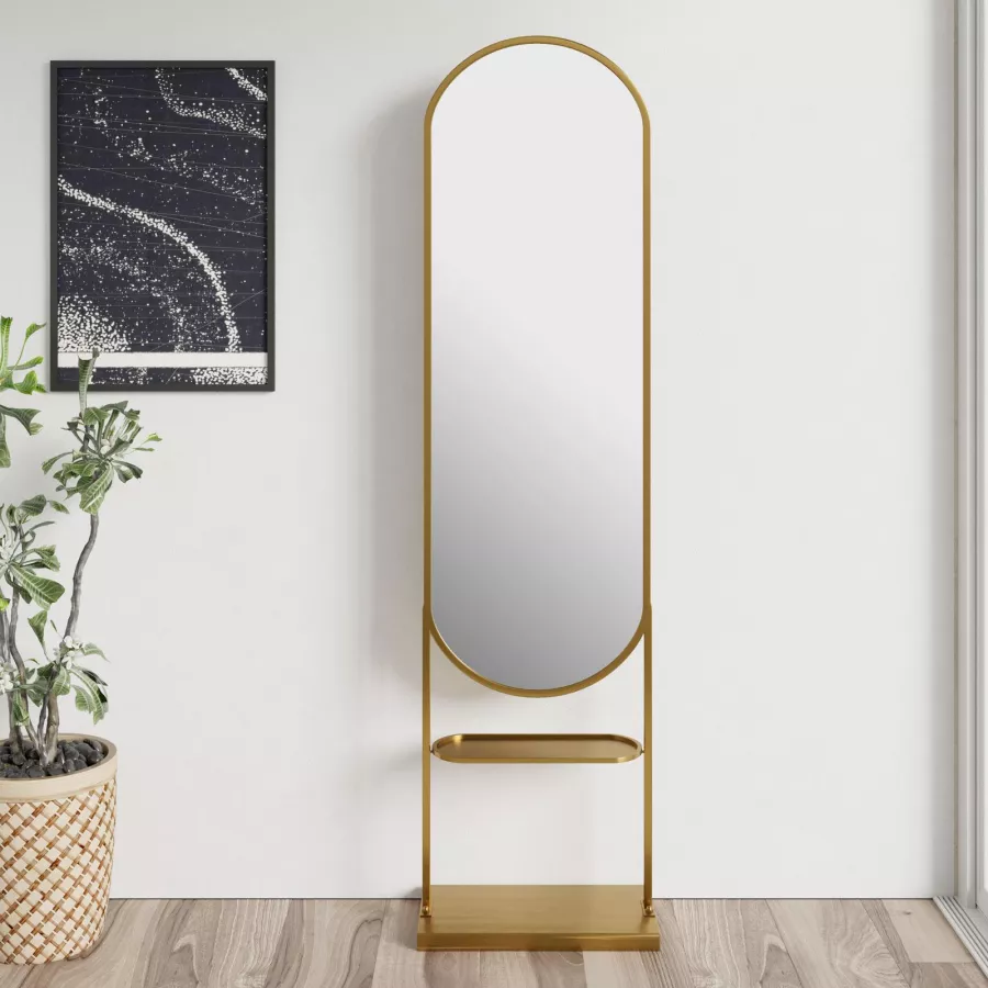 Specchio decorativo da terra 180h cm con cornice dorata - Hanne