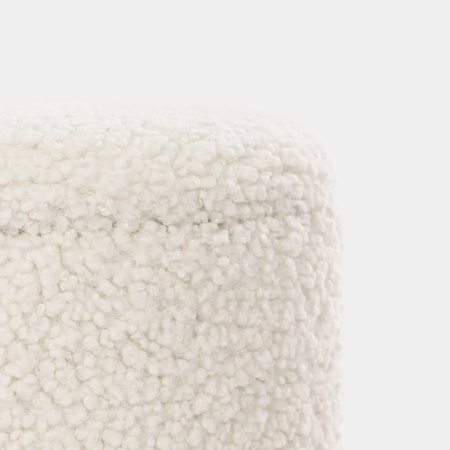 Pouf design Sada Legno chiaro e tessuto bianco crema