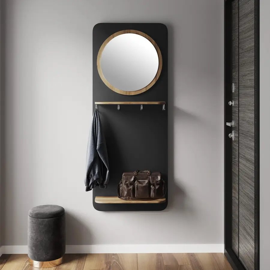 Portaoggetti bagno da appendere con due livelli in metallo nero