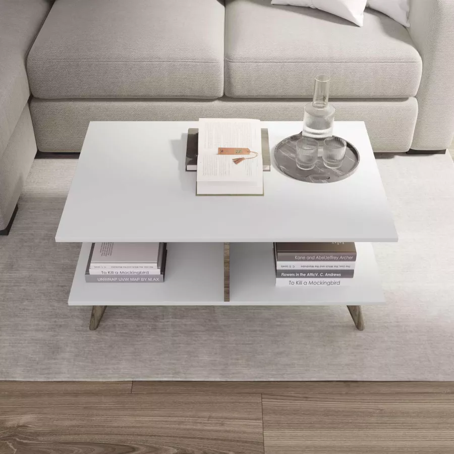 Tavolino da salotto moderno Erica Bianco Kos - Ecrù