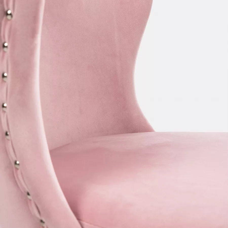 Sedia in velluto rosa con schienale trapuntato - Rog