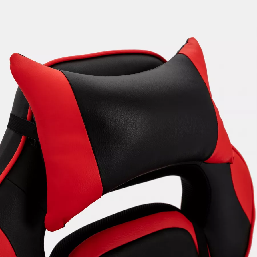Poltrona da gaming girevole in similpelle nera e rossa con schienale  reclinabile e poggiapiedi - Spacex