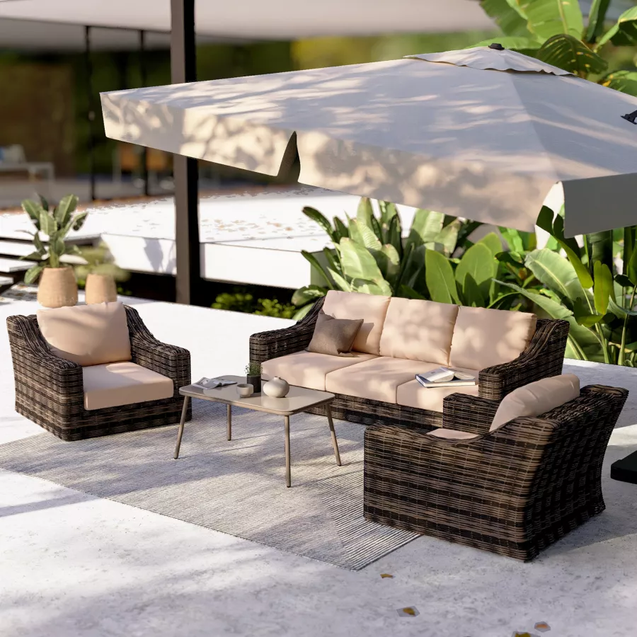 Starplast Industries Cuscino Per Box In Rattan, Colore Cioccolato/Mocca, Con Federa Per Sgabelli