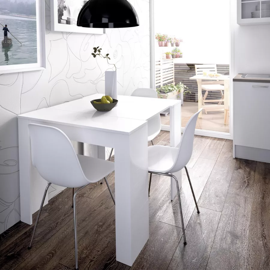 Tavolo consolle allungabile 54-239x90 cm in legno bianco laccato - Yona