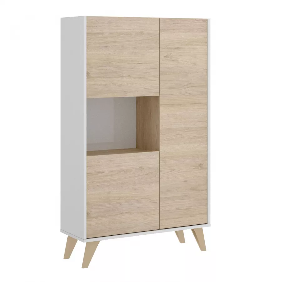 Madia 155x75h cm in legno naturale e bianco - Eike