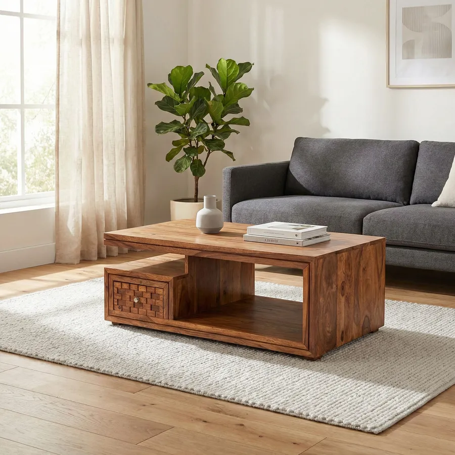 Tavolino Bassò Furinno Con 3 Ripiani - Design Moderno In French Oak Grey E Nero - Foto 7