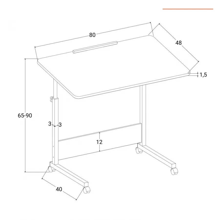 ET000X - scrivania ALTEZZA VARIABILE base metallo a T prof. 80