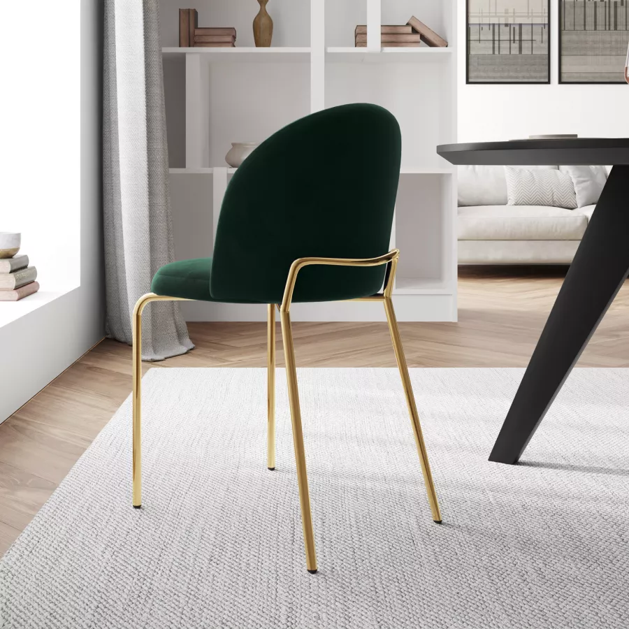 Coprisedia In Velluto Elastico Senza Braccioli, Sfoderabile, Light Green, 92% Poliestere E 8% Elastan, Protezione Per Sedia Da Pranzo - 4