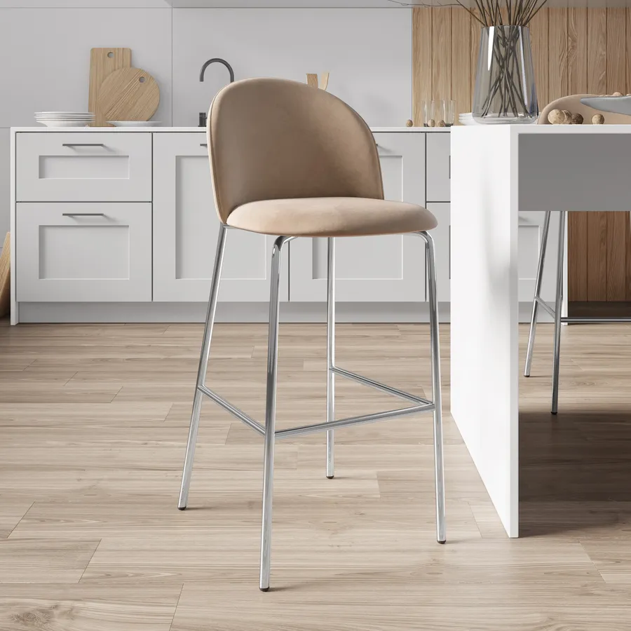 GERANT - Sgabello multiuso in velluto, rotondo, stile ottomano, moderno