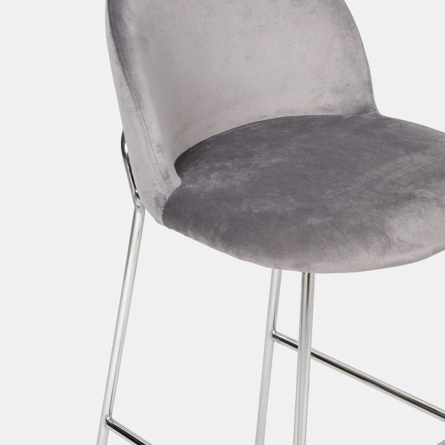 Sgabello Da Bar Regolabile In Velluto Con Schienale E Base Girevole, Colori Vari, 65-80 Cm - 4