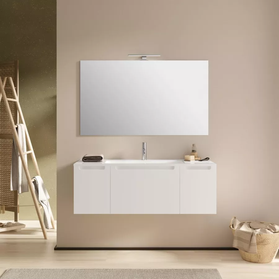 Colonna bagno sospesa 35x120h cm bianco opaco con mensole - Caledonia