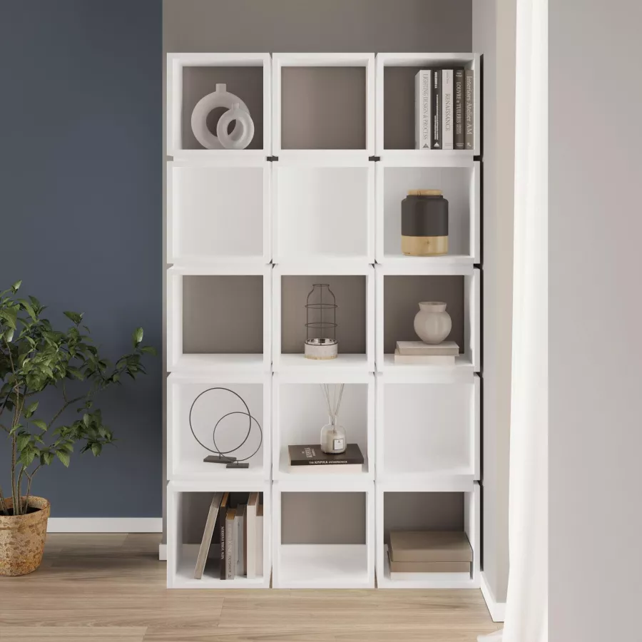 Libreria a 5 Ripiani, Mobile Porta Libri in Legno Bianco Moderno