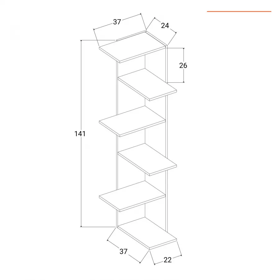 Libreria Disegno a colonna con 5 ripiani regolabili