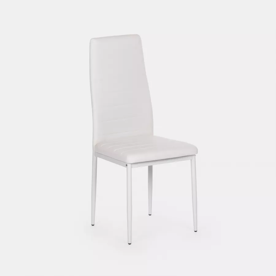 Set 6 sedie in similpelle bianca e gambe in metallo - Flaia