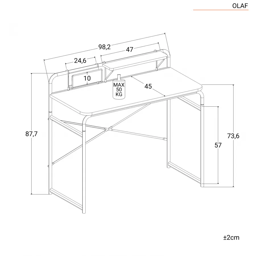 DEGHI UFFICIO Scrivania Con Libreria 120 Cm Piano In Legno E Struttura In  Metallo Bianca - Olaf