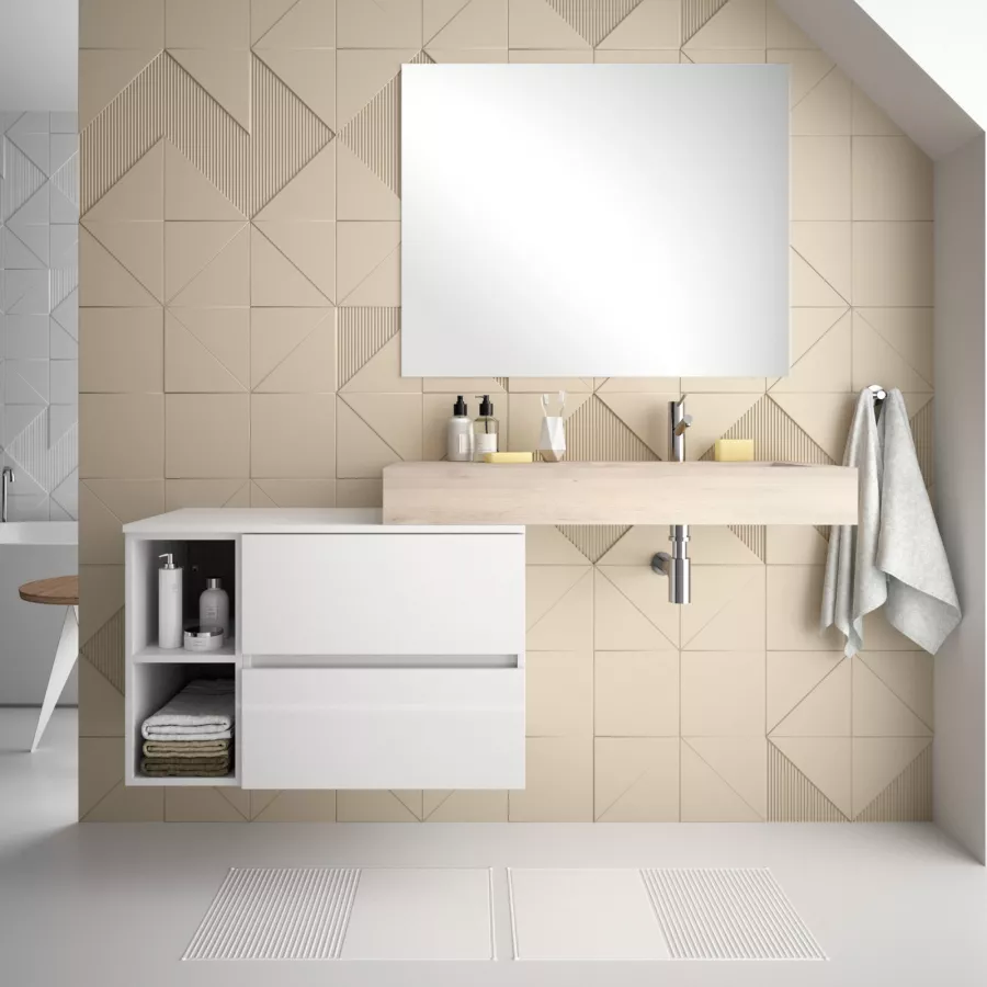 DEGHI MOBILI Mobile Bagno Sospeso 100 Cm Tela Chiara Con Base Decentrata -  Livre