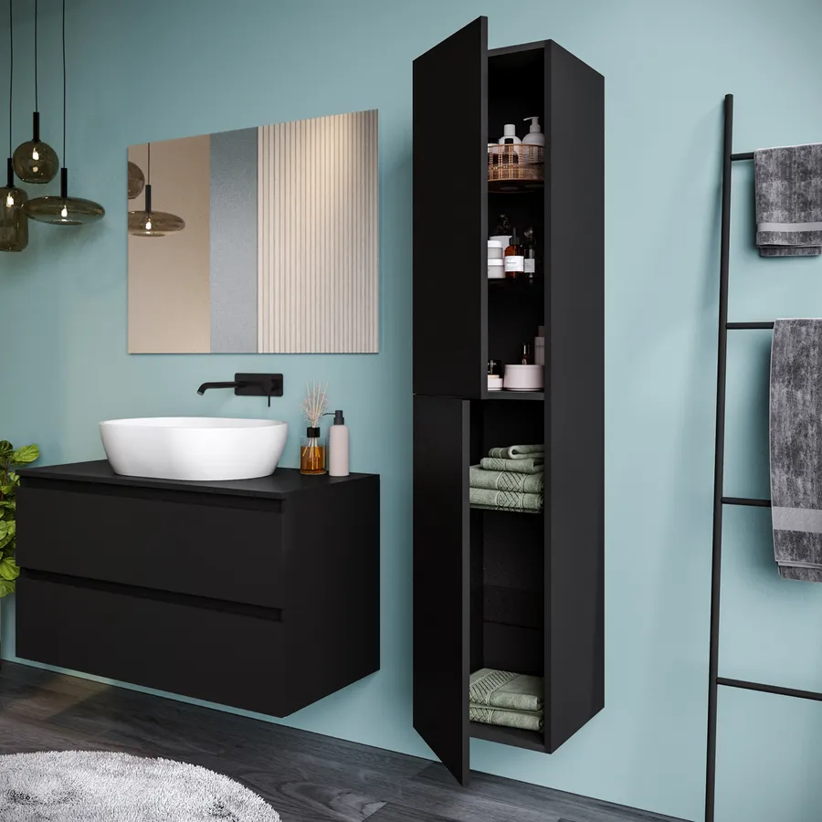 MOBILE BAGNO SOSPESO 105 CM BIANCO LUCIDO SPECCHIO A GOCCIA | LOS
