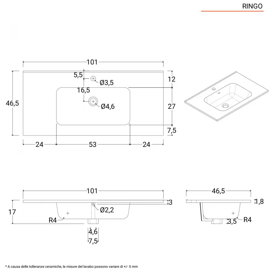 Mobile bagno nero carbone opaco da 100 cm con lavabo e specchio 70x100 cm -  Agata