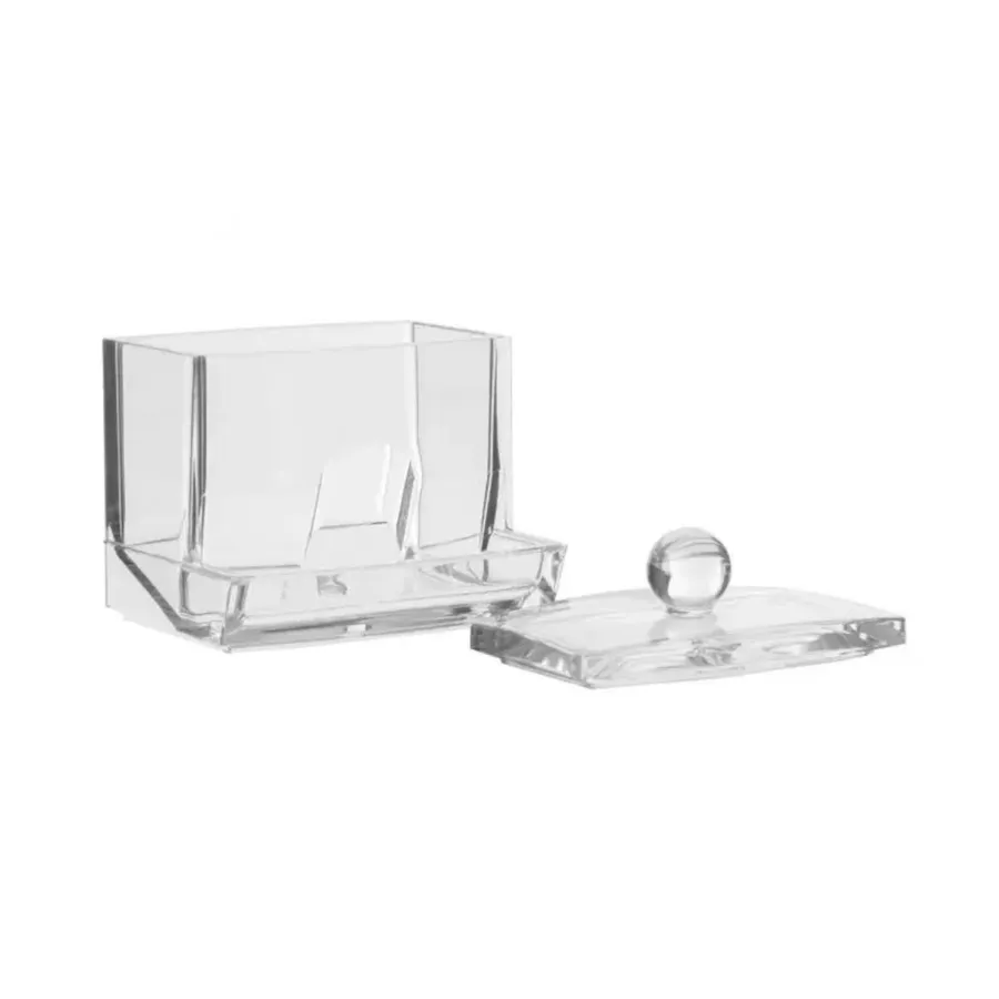 Dispenser Trasparente Per Cotton Fioc - Scatola Portaoggetti Per Cotton Fioc Struccanti E Cotton Fioc 88432546