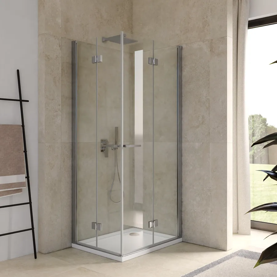 Box Doccia 75x40 Cm H190 Trasparente Modello Flip Anta + Fisso - Made In Italy - Foto 9