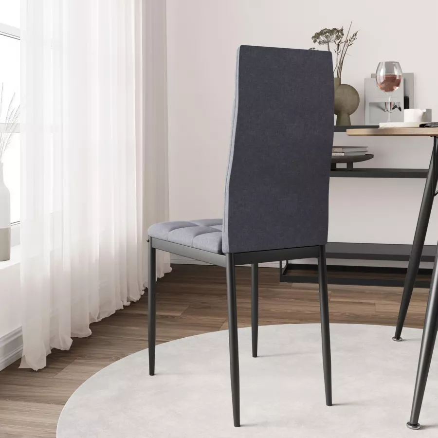 Homy Casa Set Di 4 Sedie Girevoli In Tessuto Grigio Con Gambe Metallo – Imbottite - 2