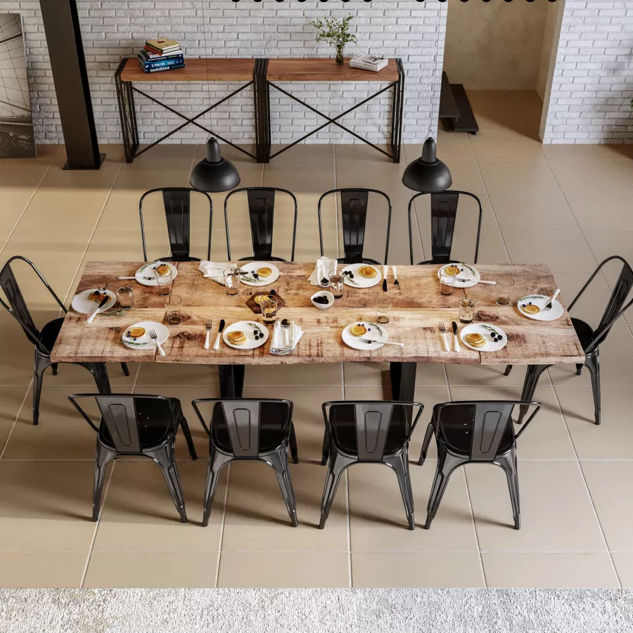 Tavolo allungabile 200/300x100 cm piano in legno di mango 26 mm e gambe a U