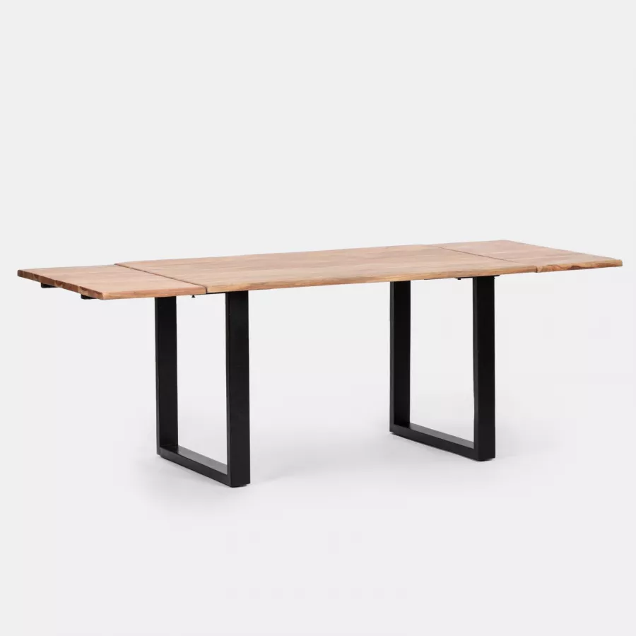 Tavolo allungabile 140/220x90 cm piano in legno di acacia 26 mm e gambe a U