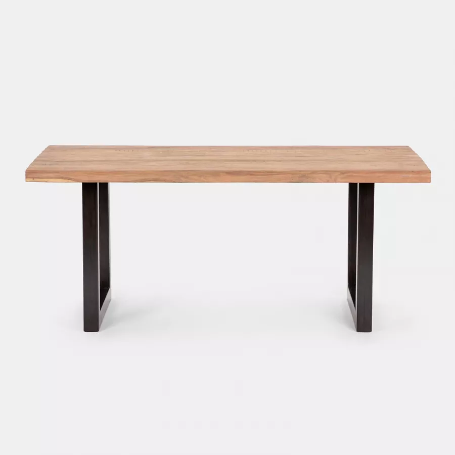 Tavolo Da Pranzo Rettangolare Industriale 180x90cm - Legno Acacia Massello, Gambe Metallo, Vintage - Foto 8