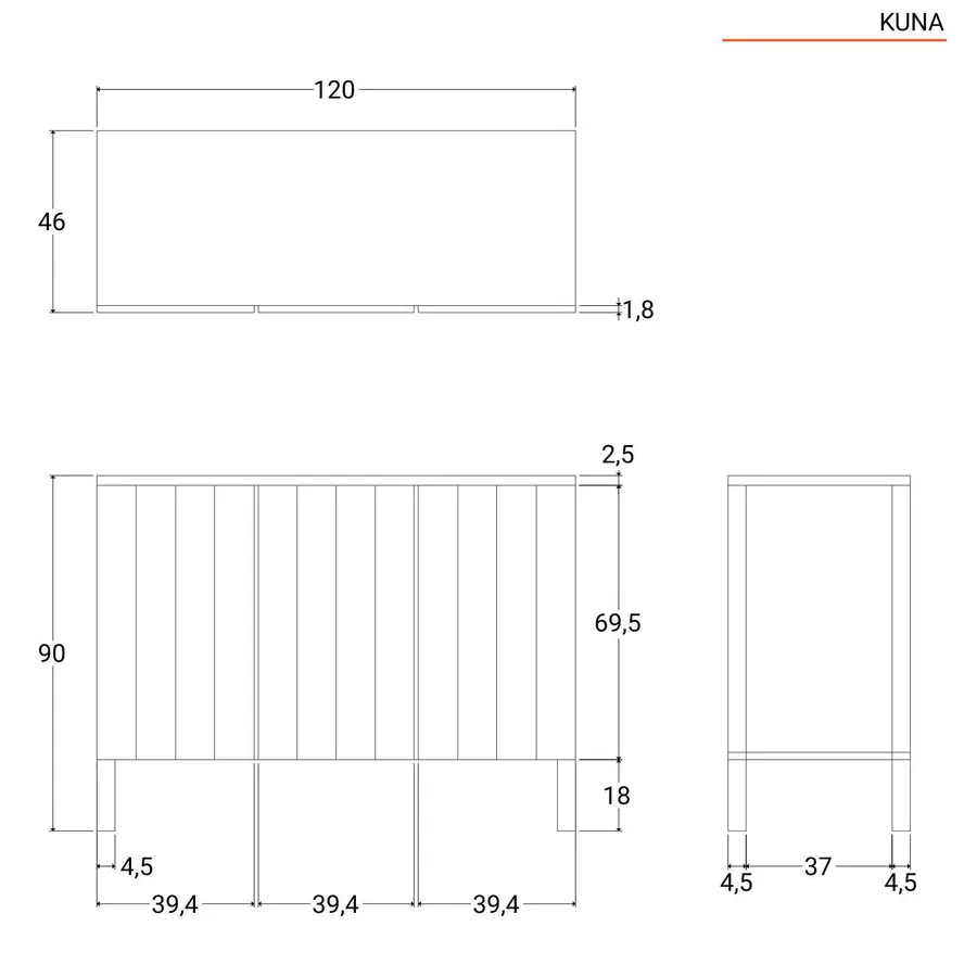 Mobile bagno 120 cm in teak con lavabo in ceramica doppia vasca - Kuna