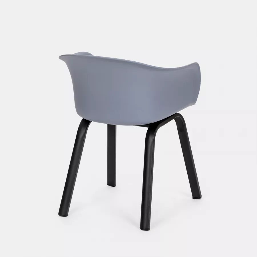 Set 2 sedie in polipropilene antracite con gambe nere - Holmen