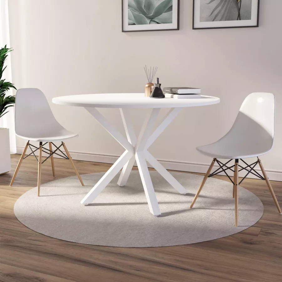 Tavolo alto in metallo bianco 120 cm