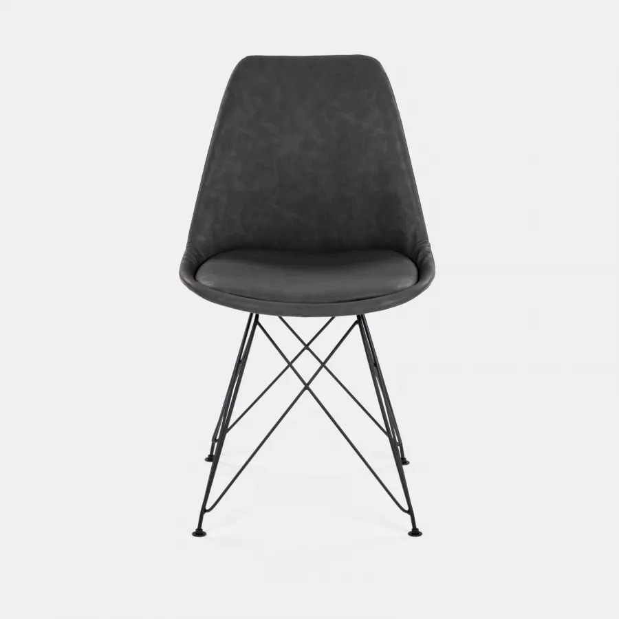 Set 2 sedie in similpelle nero con gambe a rete in metallo nero - Norge