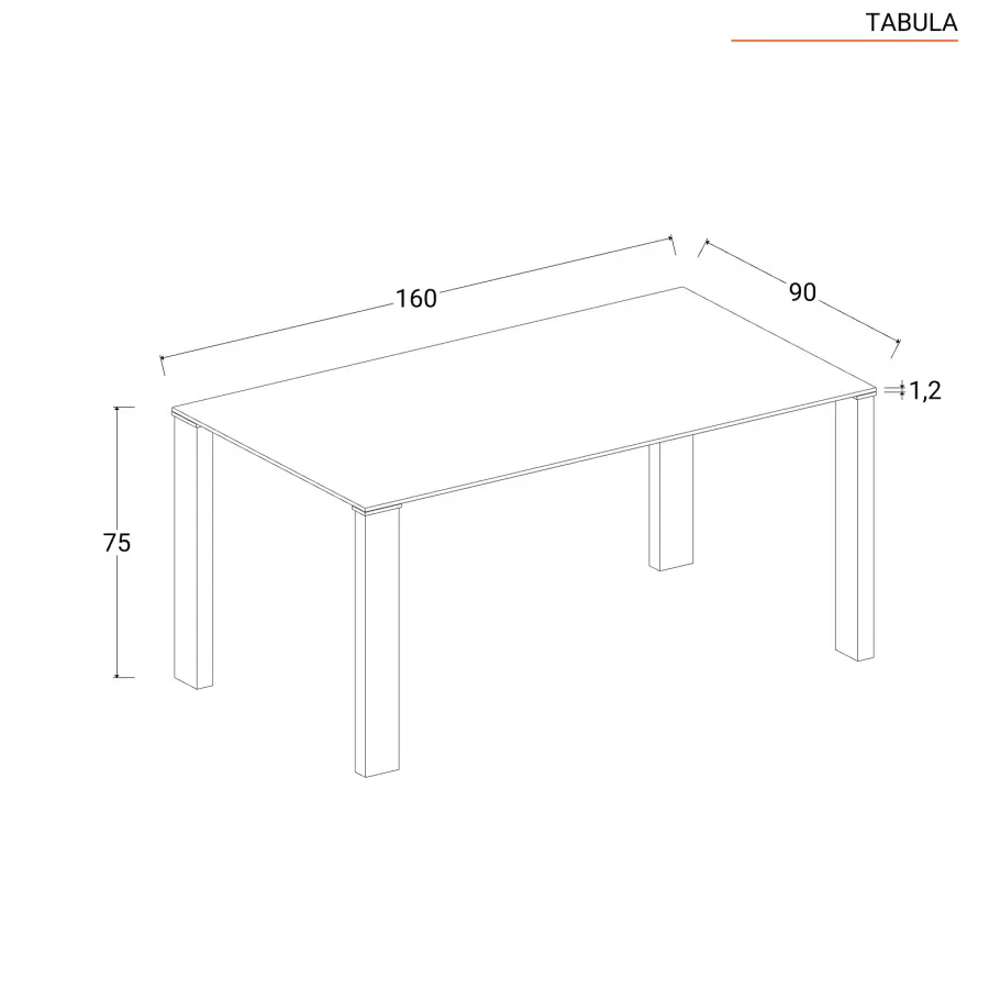 Tavolo rettangolare 160x90 cm con top in vetro e gambe bianche - Tabula