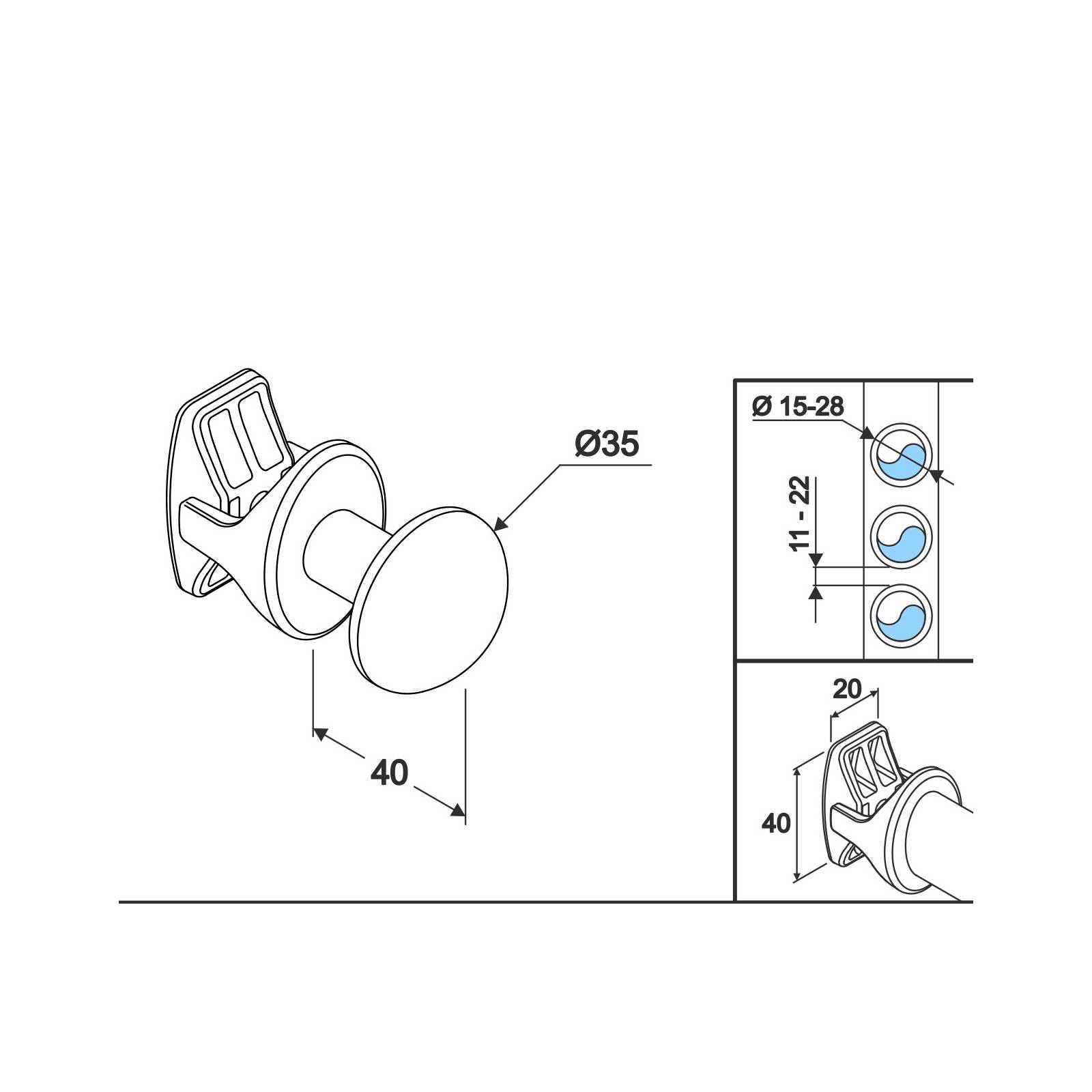 Appendino in abs cromato per radiatori o scaldasalviette 4 cm in foglia