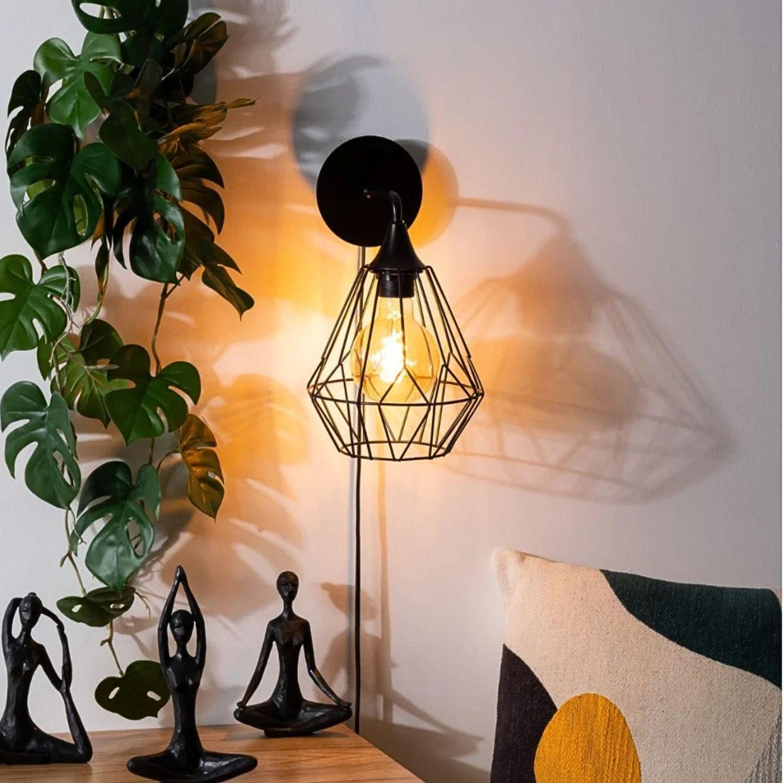 Applique da paretea diamante 34x21 cm in metallo nero Uriel