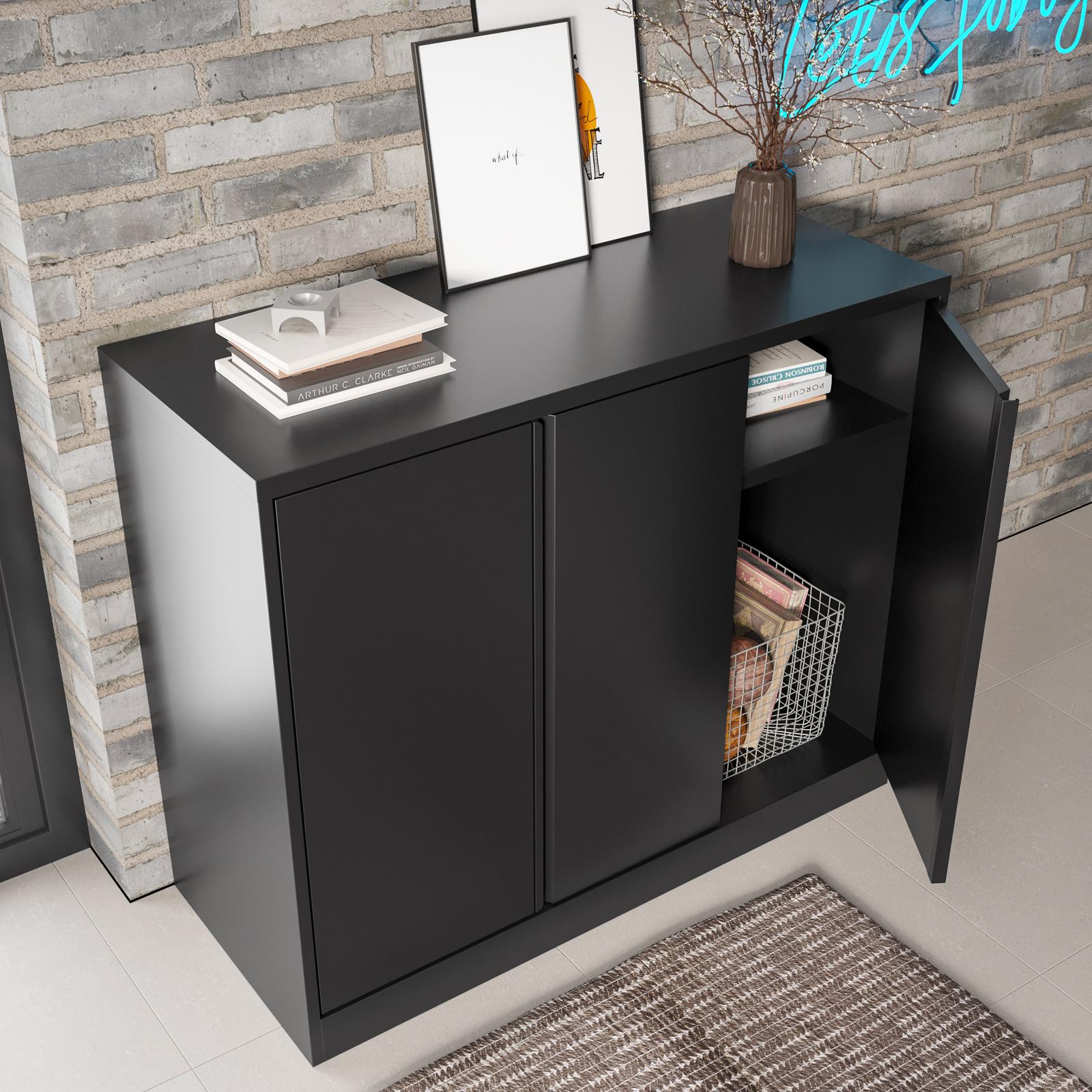 Mobile Basso 'Lemi' Con Armadietto E Scomparti - Sportelli E Gambe In Metallo Effetto Rovere Grigio En Casa 85608559 - Foto 3