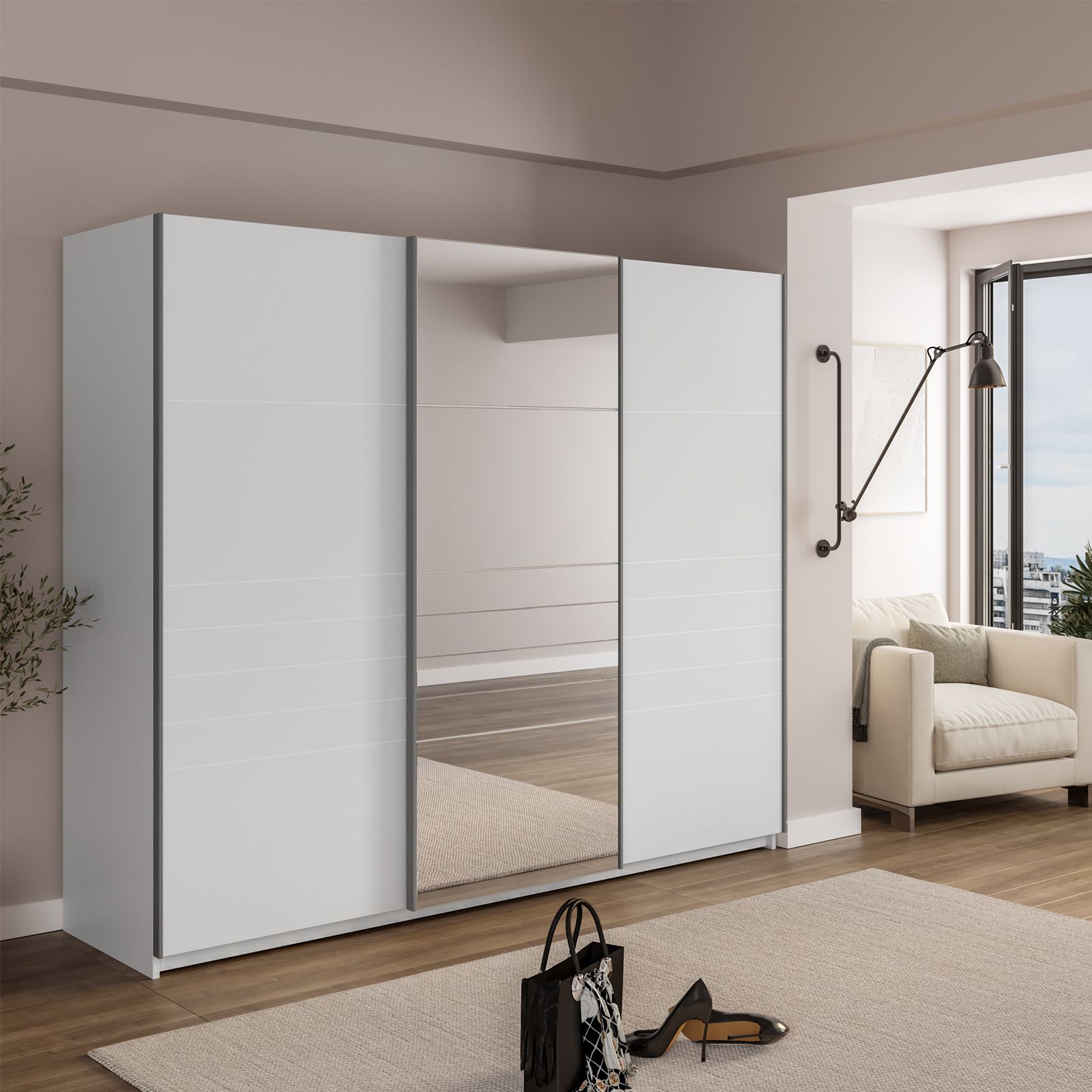 ARMADIO HAMBURG CM 91X27 H. 209 PERO E BIANCO OPACO CON SPECCHIO: vendita  online ARMADIO HAMBURG CM 91X27 H. 209 PERO E BIANCO OPACO CON SPECCHIO in  offerta