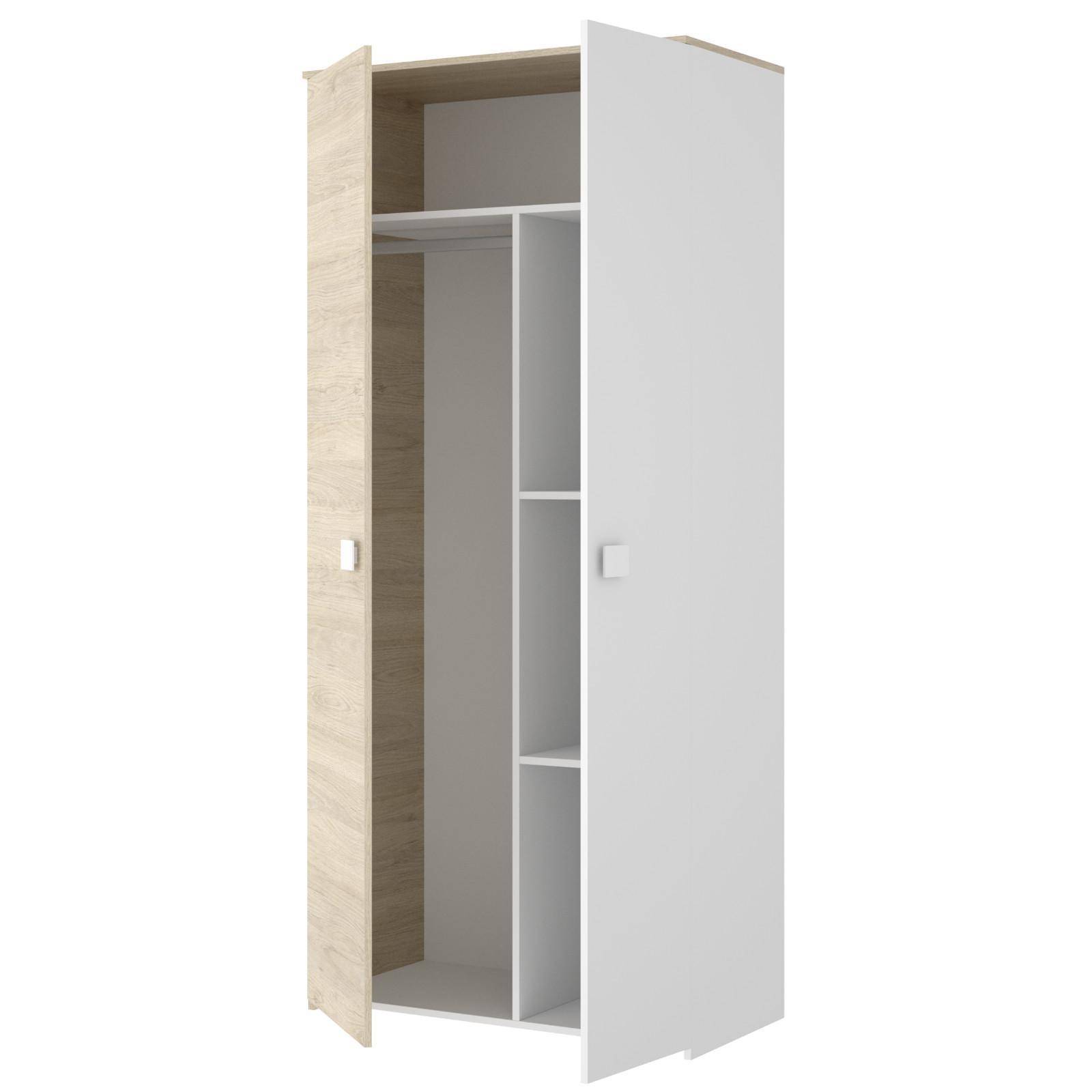 Armadio 90x205 h cm in legno bianco e naturale con due ante - Dynasty