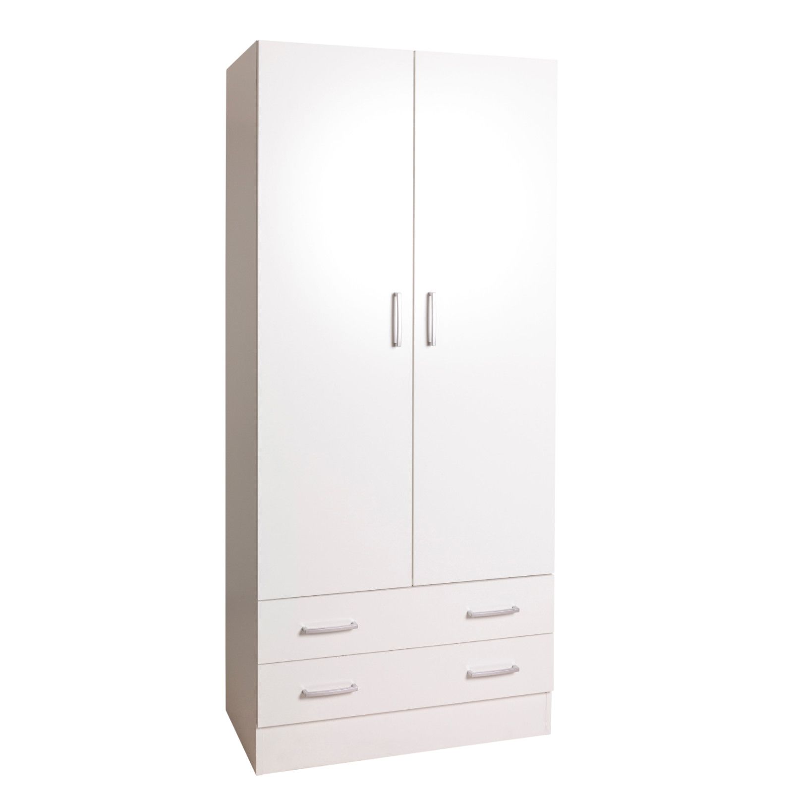 Armadio 82x185h cm con due ante e due cassett in legno bianco lucido - Delhi