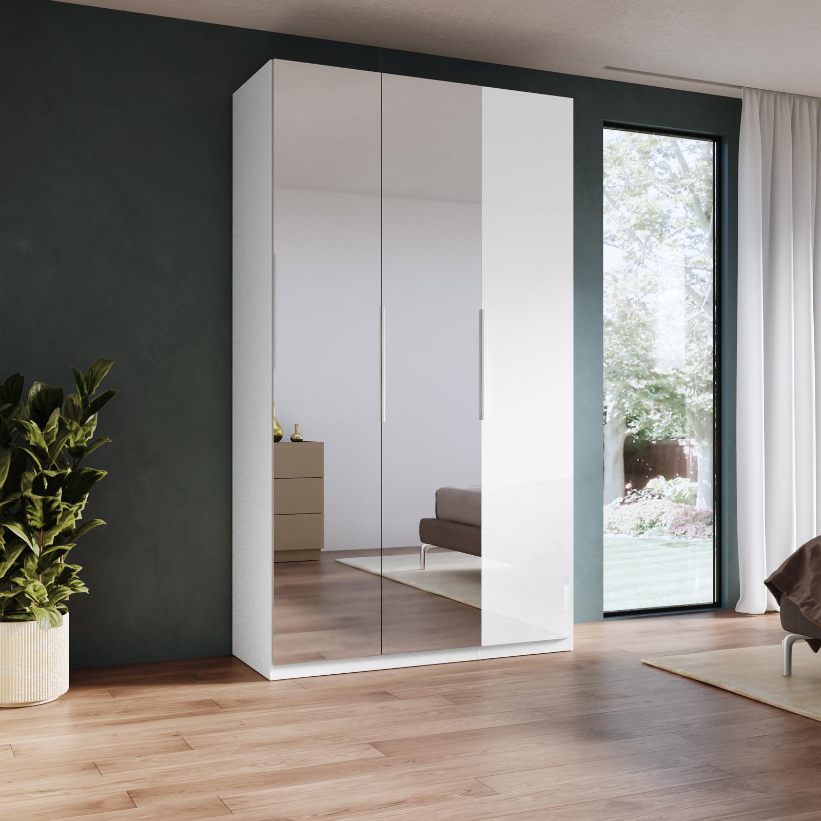 Armadietto Con Specchio Lymo - Bianco, 3 Ante A Specchio, Ripiani Regolabili, Per Bagno O Camera Da Letto