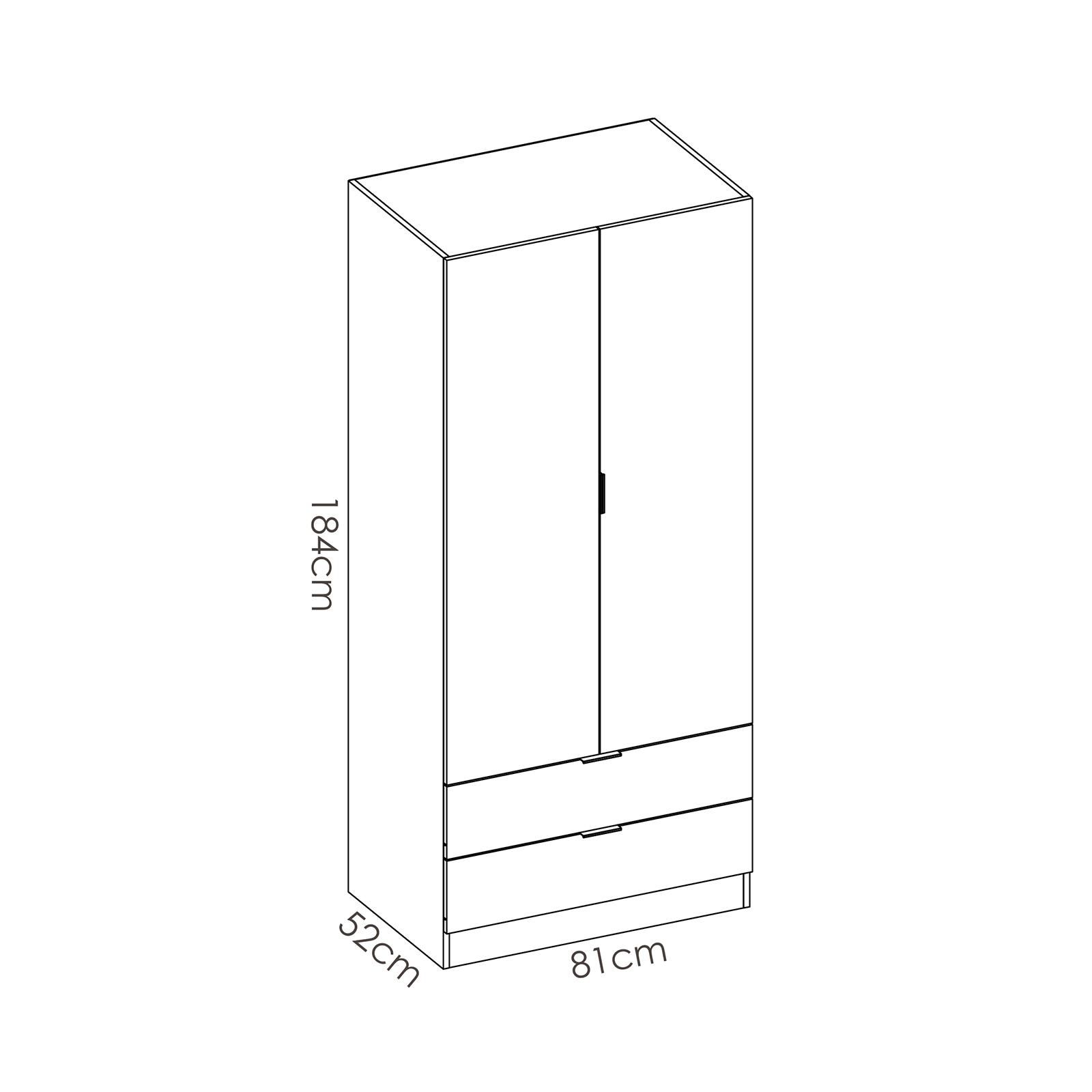 Armadio 81x184h cm con 2 ante e cassetti in legno naturale - Axel