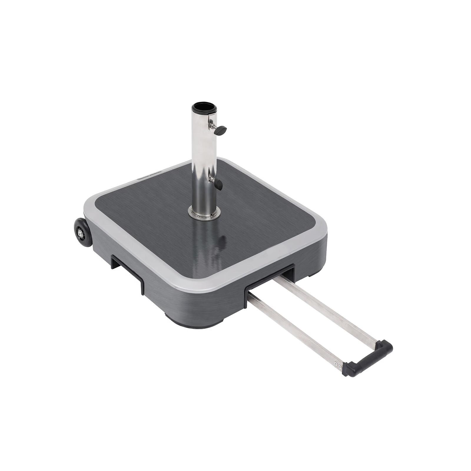 Base Per Ombrellone In Granito Con Ruote, 30 Kg, Grigio, Diametro 45 Cm, Adattatore Per Pali 38/48 Mm