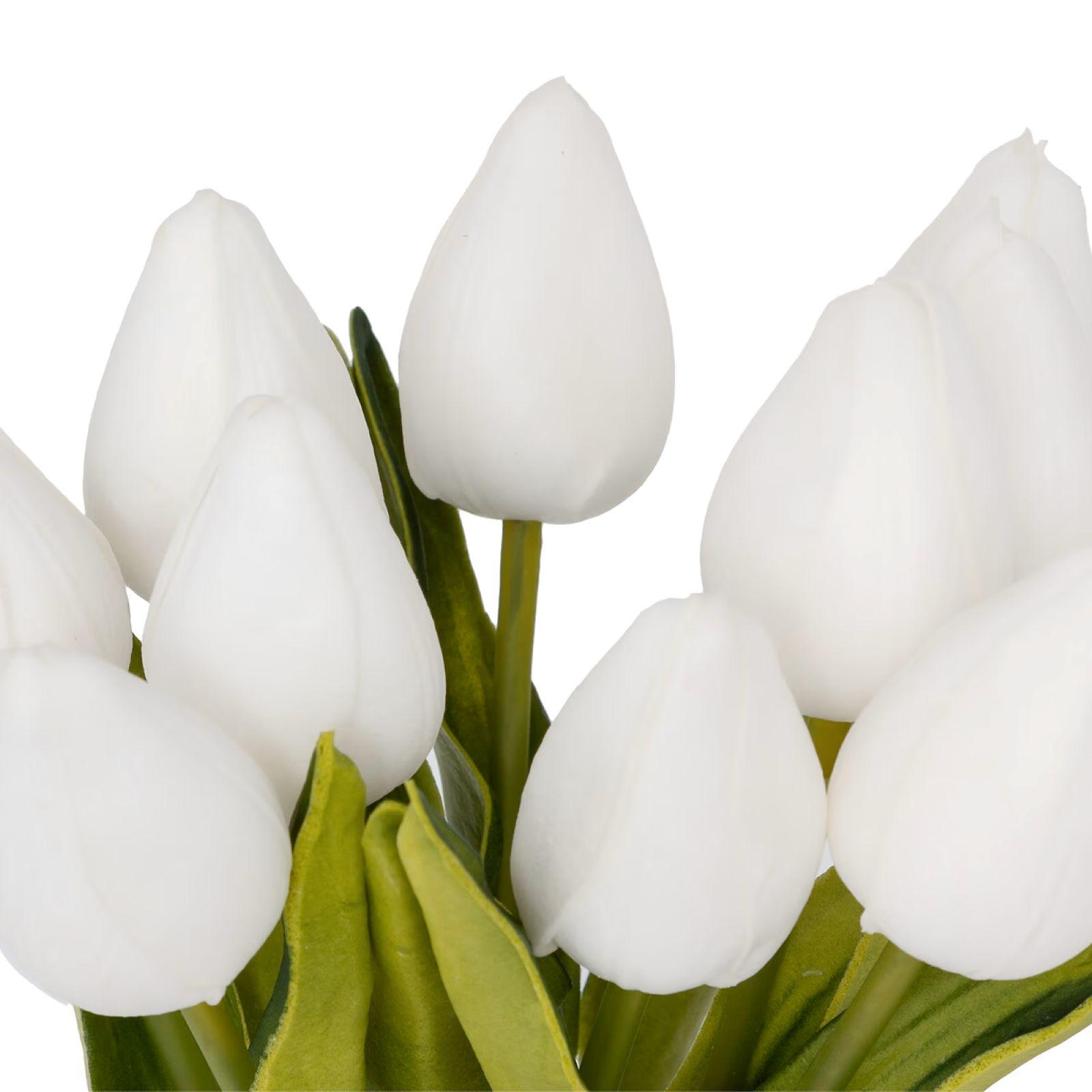 Tulipani Artificiali In Vaso Ceramica – Altezza 30 Cm, Fiori Finti Realistici, Pianta Finta Per Decorazione Casa E Ufficio (Bianco)
